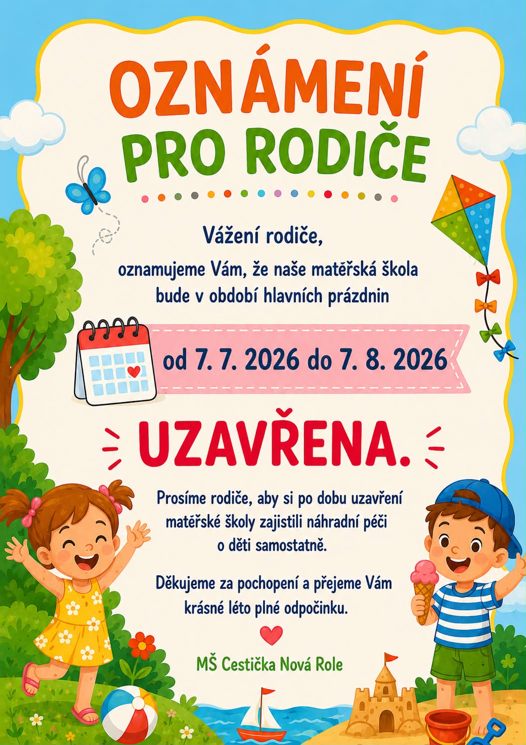 Uzavření MŠ 